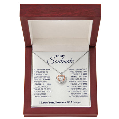To My Soulmate Necklace - Heartfelt Gift for Her for Birthday & Romantic Days - Crown Pendant Necklace - Personalize Memories