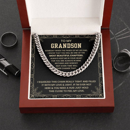 To My Grandson - Someday when the pages of my life end - Cuban Link Chain - Personalize Memories