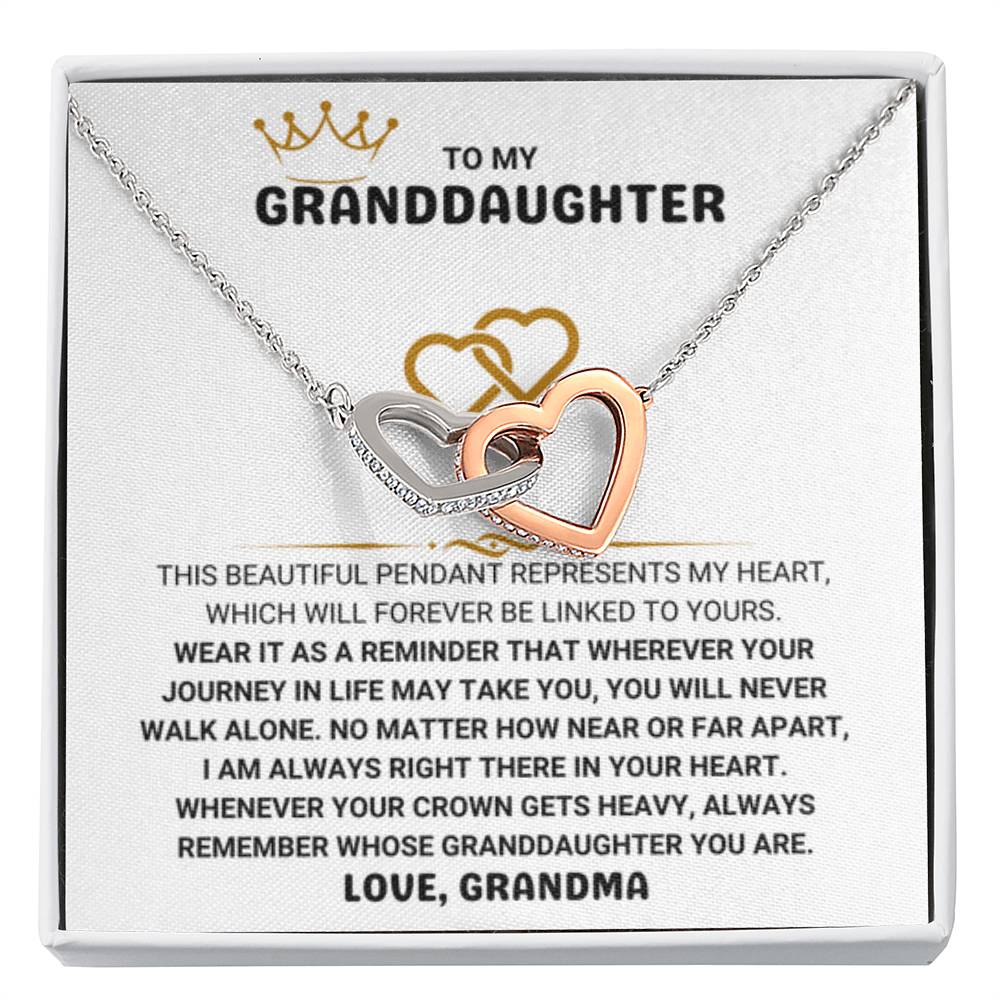 To My Granddaughter Necklace - Christmas Graduation Gift for Granddaughter from Grandma - Interlocking Hearts Necklace - Personalize Memories