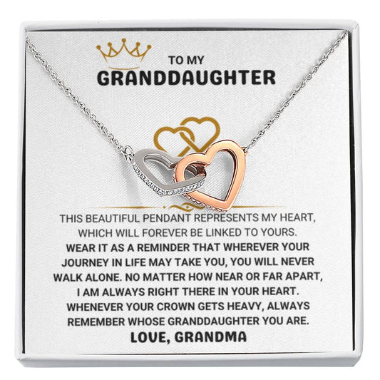 To My Granddaughter Necklace - Christmas Graduation Gift for Granddaughter from Grandma - Interlocking Hearts Necklace - Personalize Memories