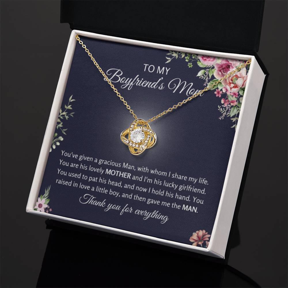 To My Boyfriend's Mom - Thank You For Everything - Love Knot Necklace - Personalize Memories