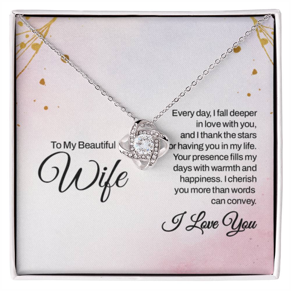 To My Wife Necklace - Holiday & Valentine’s Day Gift from Husband - Love Knot Necklace - Personalize Memories