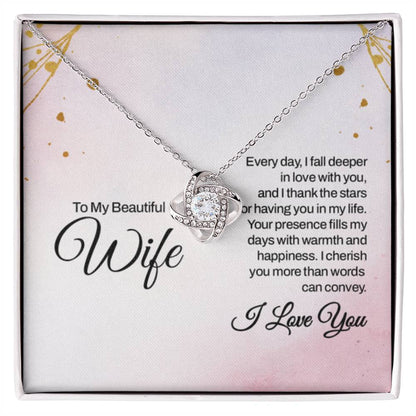To My Wife Necklace - Holiday & Valentine’s Day Gift from Husband - Love Knot Necklace - Personalize Memories