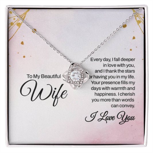 To My Wife Necklace - Holiday & Valentine’s Day Gift from Husband - Love Knot Necklace