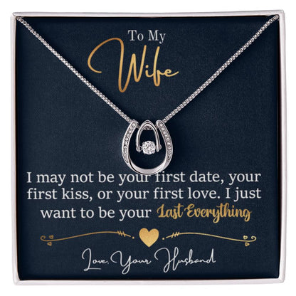 To My Wife Necklace - Emotional Husband-to-Wife Gift for Anniversary, Birthday & Valentine’s Day - Lucky In Love Necklace - Personalize Memories