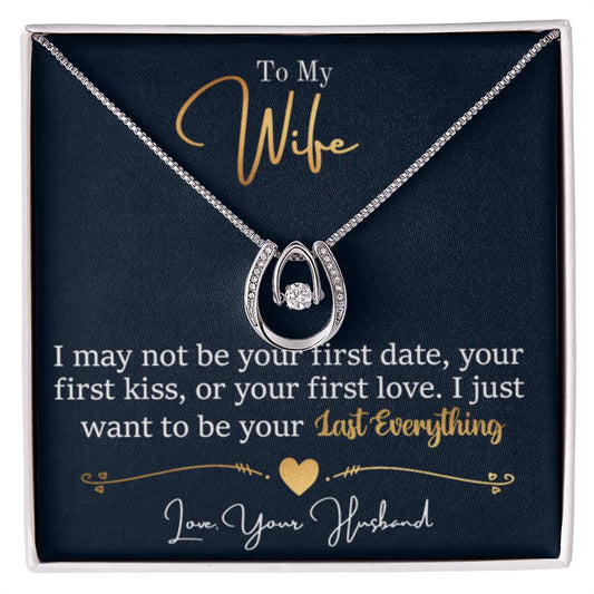 To My Wife Necklace - Emotional Husband-to-Wife Gift for Anniversary, Birthday & Valentine’s Day - Lucky In Love Necklace - Personalize Memories
