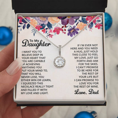 To My Daughter Necklace - Best Proud Dad Jewelry Gift for Daughter’s Special Days & Celebrations - Eternal Hope Necklace - Personalize Memories