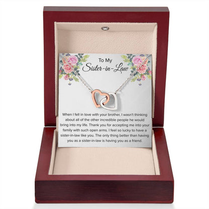 To My Sister In Law Necklace - Gift for Bonus Sister - Interlocking Hearts Necklace - Personalize Memories