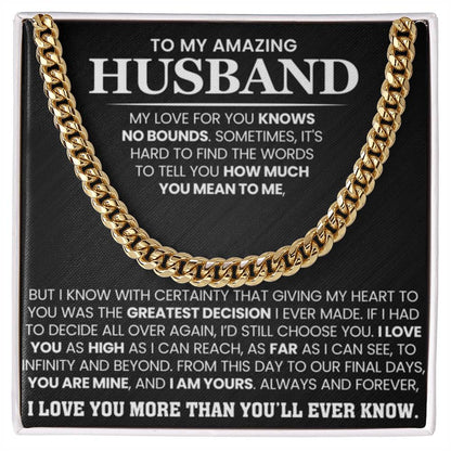 Romantic Husband Gift from Wife – Cuban Link Chain - Personalize Memories