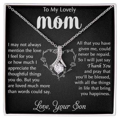 To My Lovely Mom - Thank You - Alluring Beauty Necklace - Best Gift For Mom From Son - Personalize Memories