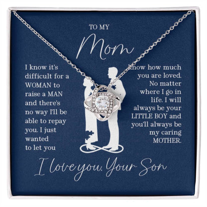 To My Mom - I will always be your little boy - Love Knot Necklace - Best Gift for Mom from Son - Personalize Memories