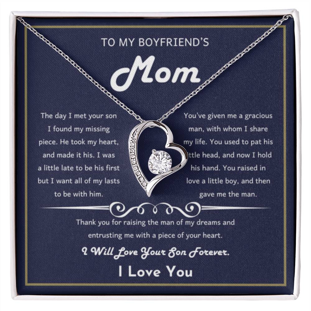 To My Boyfriend's Mom - The day I met your son I found my missing piece - Forever Love Necklace - Unique Bf Mom Present - Personalize Memories