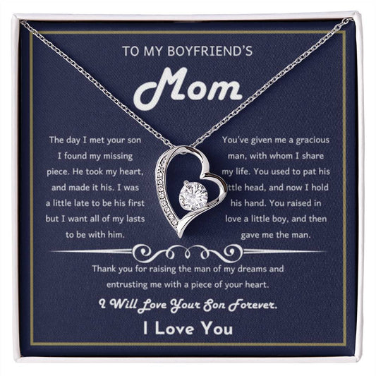 To My Boyfriend's Mom - The day I met your son I found my missing piece - Forever Love Necklace - Unique Bf Mom Present - Personalize Memories