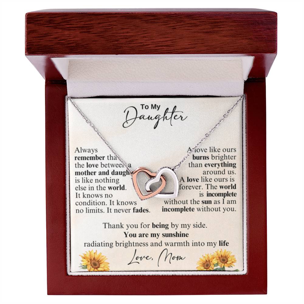 Beautiful Gift for Daughter from Mom - You're my sunshine - Interlocking Hearts Necklace - Personalize Memories