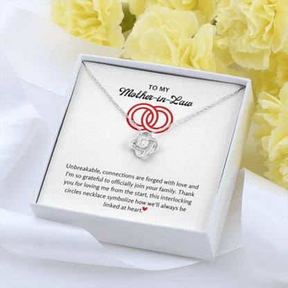 To My Mother In Law - I am so grateful to officially join your family - Love Knot Necklace - Personalize Memories