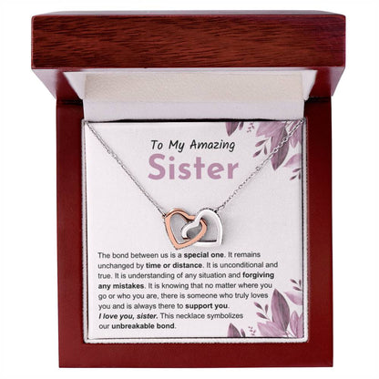 Sentimental Gift for Sister - Interlocking Hearts Necklace - Personalize Memories