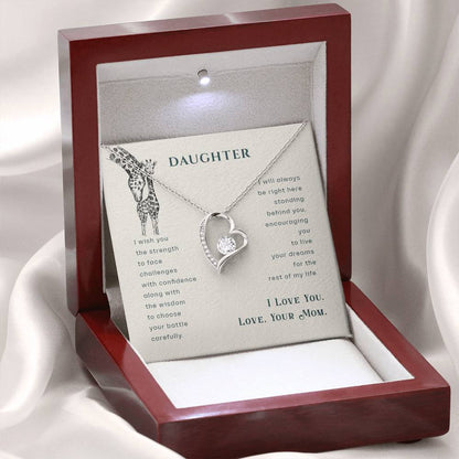 To My Daughter Necklace - Sentimental Jewelry Gift from Mom for Graduation & Life Achievements - Forever Love Necklace - Personalize Memories