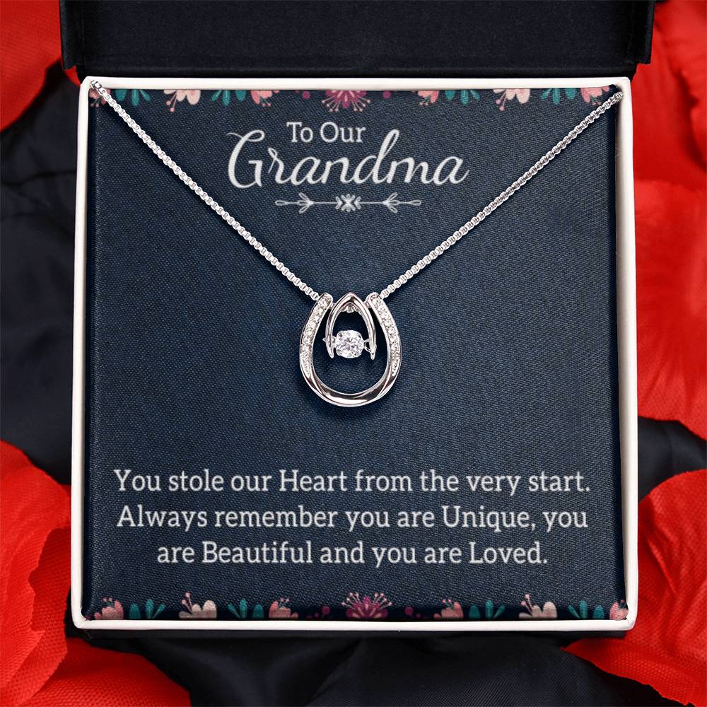 To Our Grandma Necklace - You stole our heart from the very start Grandma - Lucky In Love PARTNER - Personalize Memories