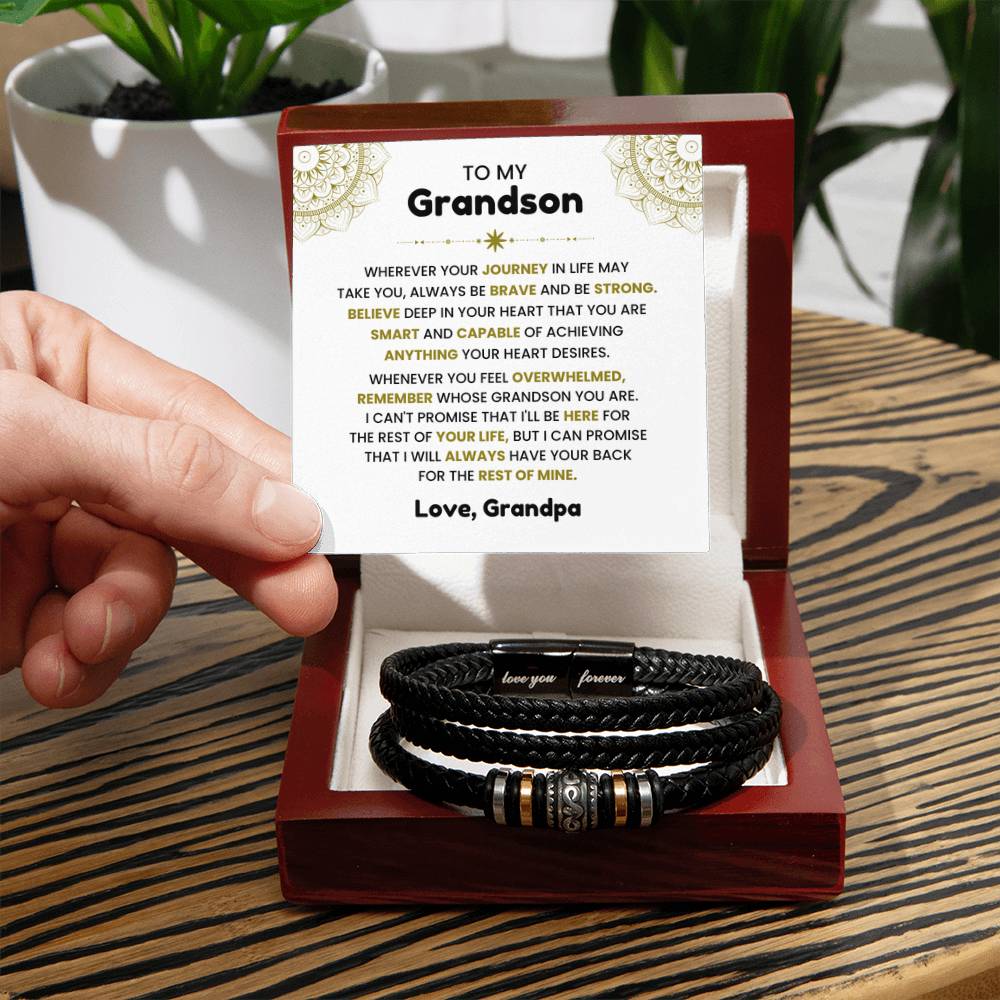 To My Grandson - Gift for Grandson from Grandpa - Never forget that I love you - Love You Forever Bracelet - Personalize Memories