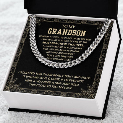 To My Grandson - Someday when the pages of my life end - Cuban Link Chain - Personalize Memories