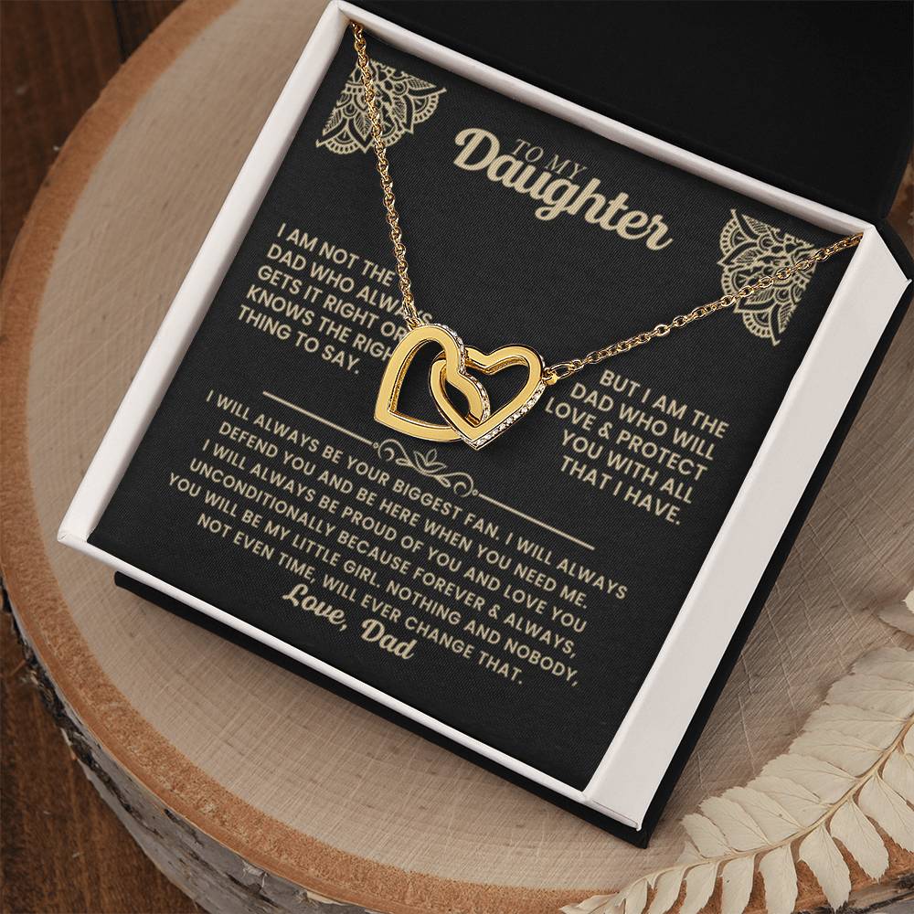 To My Daughter Necklace - Father to Daughter Gift for Graduation, Birthday & Big Life Moments - Interlocking Hearts Necklace - Personalize Memories