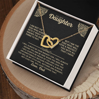 To My Daughter Necklace - Father to Daughter Gift for Graduation, Birthday & Big Life Moments - Interlocking Hearts Necklace - Personalize Memories
