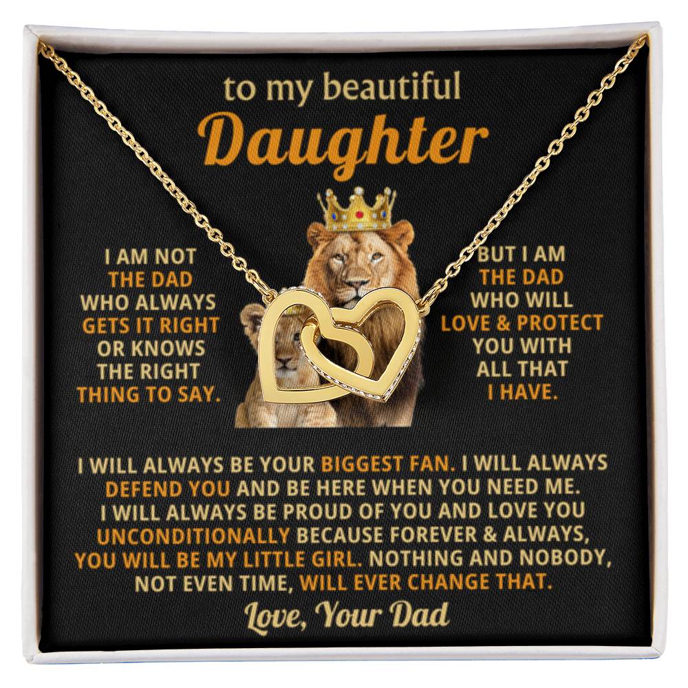 To My Daughter Necklace - Emotional Father to Daughter Jewelry for Birthday, Christmas & Life Happiness - Interlocking Hearts Necklace - Personalize Memories