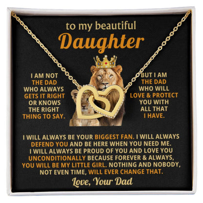 To My Daughter Necklace - Emotional Father to Daughter Jewelry for Birthday, Christmas & Life Happiness - Interlocking Hearts Necklace - Personalize Memories