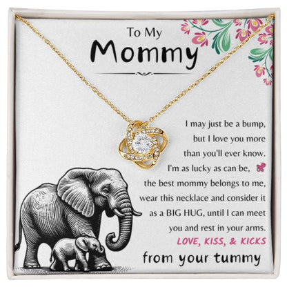 To My Mommy - Love Kiss & Kicks from Your Tummy - Love Knot Necklace - New Mom Gift - Personalize Memories