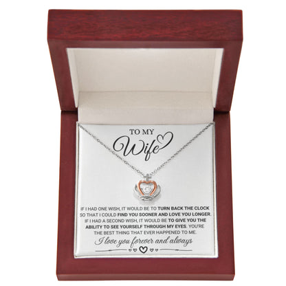 Sentimental Gift for Wife - Emotional Husband-to-Wife Jewelry for Birthday, Christmas & Valentine’s Day - Crown Pendant Necklace - Personalize Memories