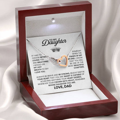 To My Daughter Necklace - Sweetest Daughter Gift from Dad for Birthday Joy & Proud Dad Love - Interlocking Hearts Necklace - Personalize Memories