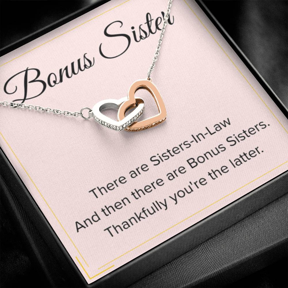 Bonus Sister Necklace Gift - Interlocking Hearts Necklace - Personalize Memories