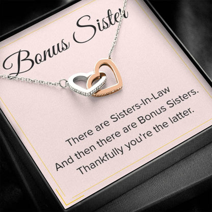 Bonus Sister Necklace Gift - Interlocking Hearts Necklace - Personalize Memories