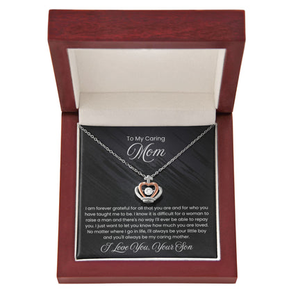 To My Caring Mom - I am forever grateful - Crown Pendant Necklace - Personalize Memories
