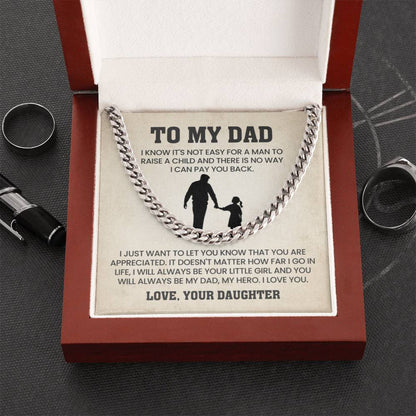 To My Dad Gift from Daughter - Cuban Link Chain - Personalize Memories