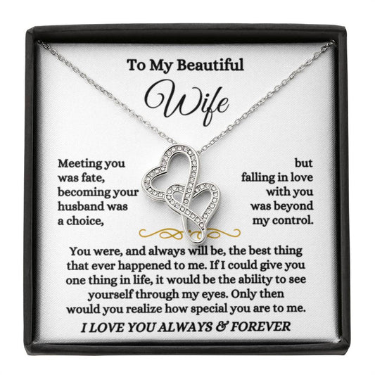 To My Wife Necklace - Meaningful Jewelry Gift from Husband for Every Special Occasion Including Valentine’s Day - Heart-to-heart Pendant Necklace - Personalize Memories