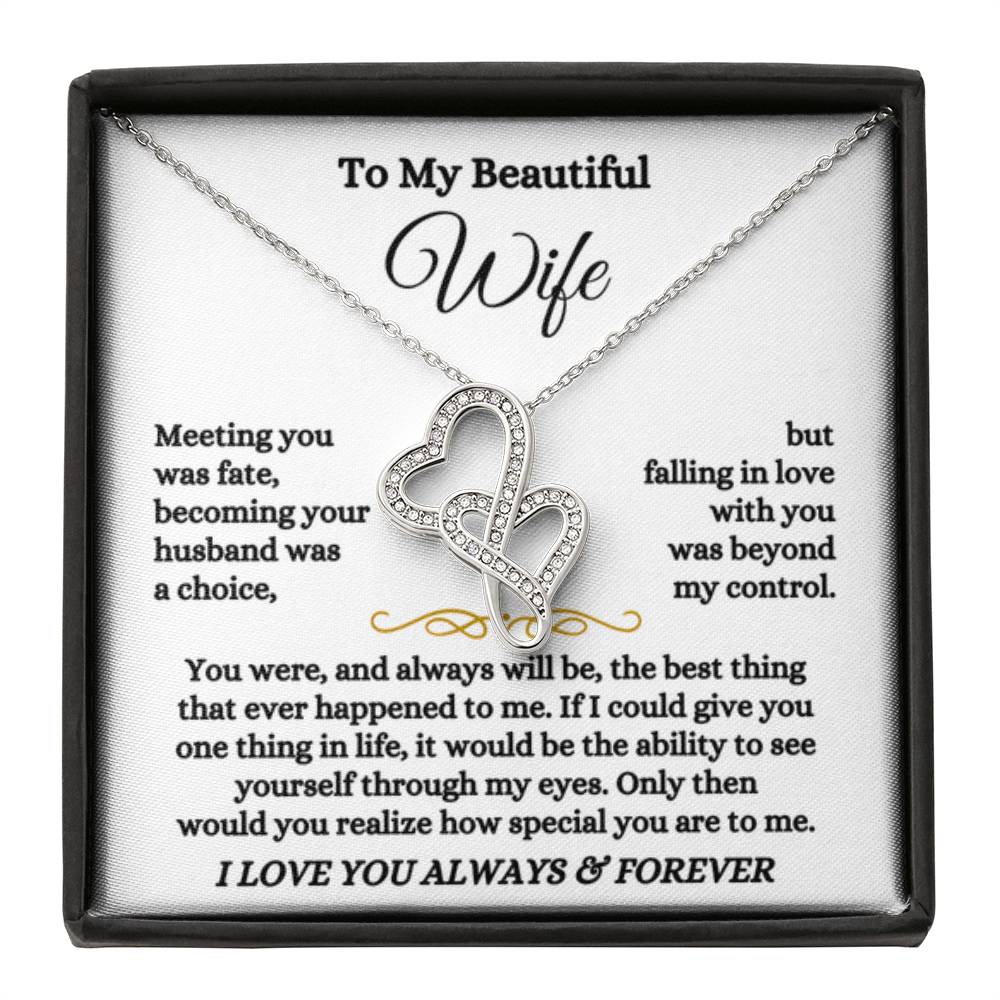 To My Wife Necklace - Meaningful Jewelry Gift from Husband for Every Special Occasion Including Valentine’s Day - Heart-to-heart Pendant Necklace - Personalize Memories
