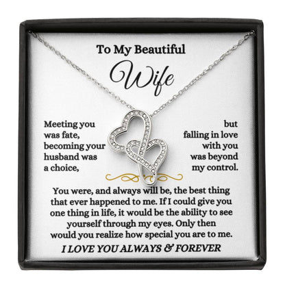 To My Wife Necklace - Meaningful Jewelry Gift from Husband for Every Special Occasion Including Valentine’s Day - Heart-to-heart Pendant Necklace - Personalize Memories