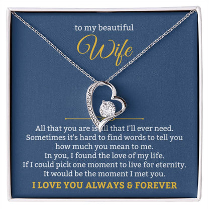 To My Beautiful Wife Necklace - Romantic Husband to Wife Jewelry for Birthday, Valentine’s Day & Special Celebrations - Forever Love Necklace - Personalize Memories
