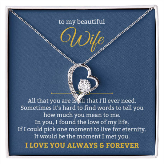 To My Beautiful Wife Necklace - Romantic Husband to Wife Jewelry for Birthday, Valentine’s Day & Special Celebrations - Forever Love Necklace - Personalize Memories