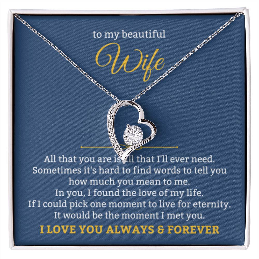 To My Beautiful Wife Necklace - Romantic Husband to Wife Jewelry for Birthday, Valentine’s Day & Special Celebrations - Forever Love Necklace - Personalize Memories