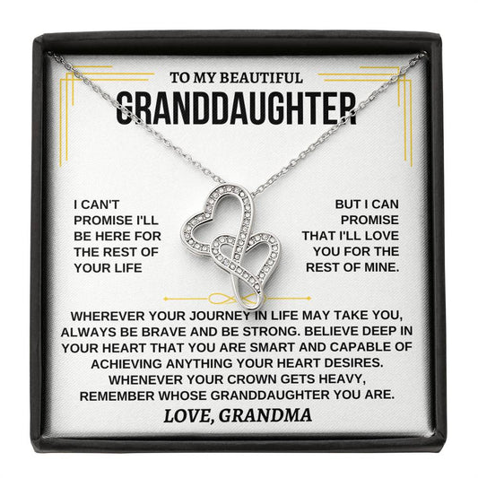 To My Beautiful Granddaughter - I'll Love You For The Rest Of Mine - Heart-to-heart Necklace - Gift for Granddaughter from Grandma - Personalize Memories