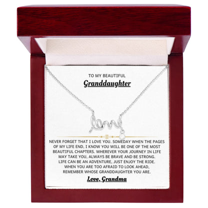 To My Granddaughter Necklace – Holiday Birthday Jewelry Gift from Grandma – Scripted Love Necklace - Personalize Memories