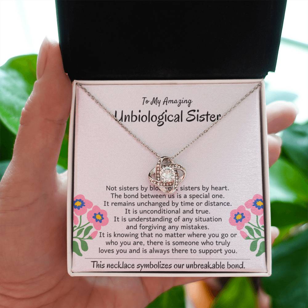 To My Amazing Unbiological Sister - The bond between us is a special one - Love Knot Necklace - Personalize Memories