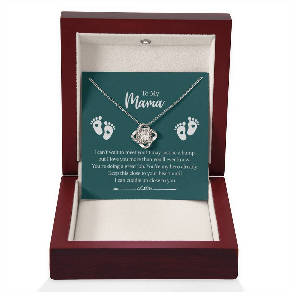 To my mama - I can't wait to meet you New Mom - Love Knot Necklace - Personalize Memories
