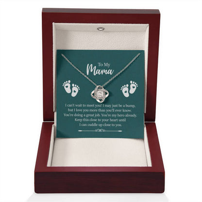 To my mama - I can't wait to meet you New Mom - Love Knot Necklace - Personalize Memories