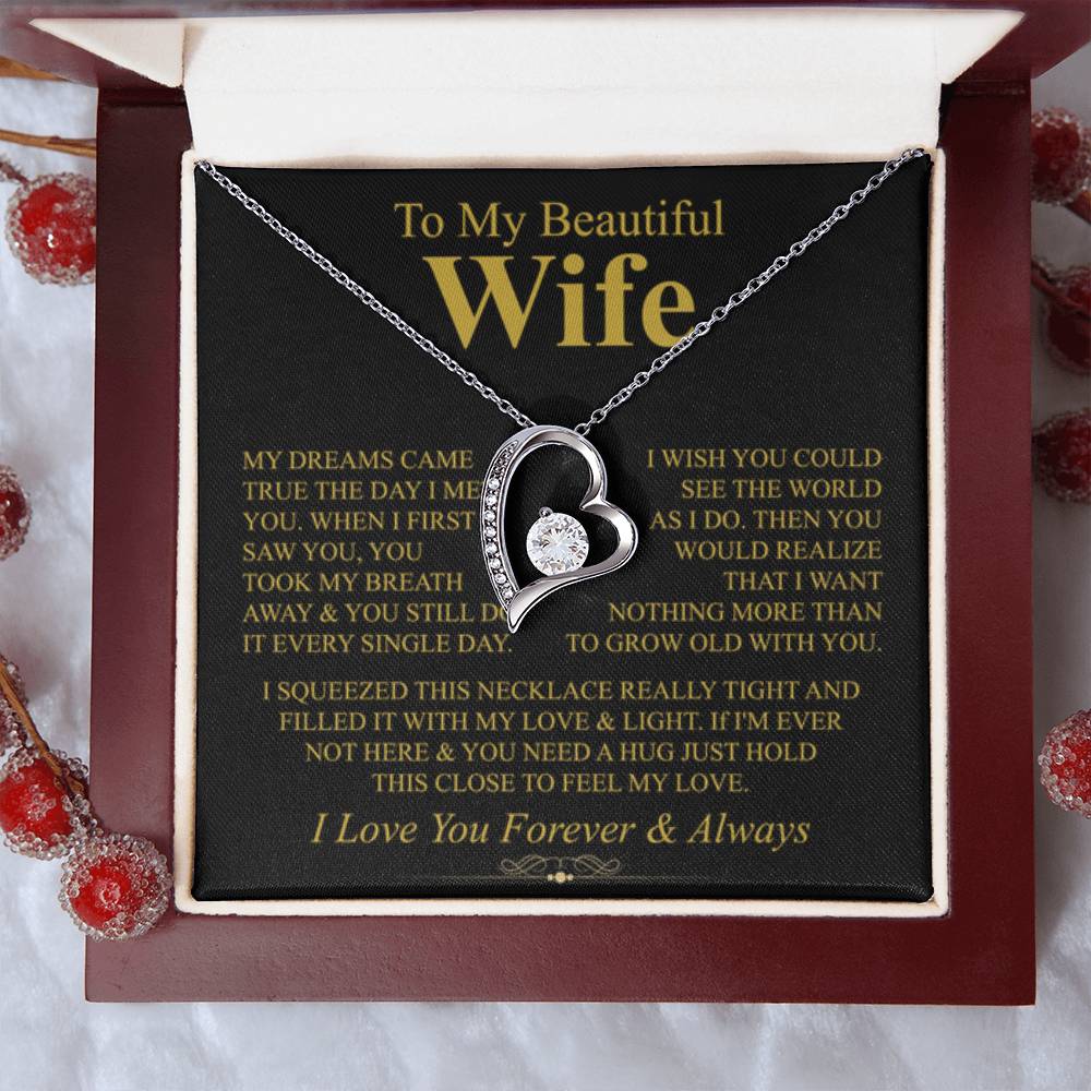 To My Wife Necklace - Heartwarming Gift from Husband for Birthday, Anniversary & Valentine’s Day - Forever Love Necklace - Personalize Memories