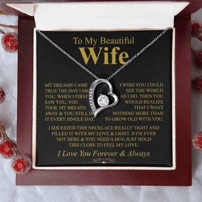 To My Wife Necklace - Heartwarming Gift from Husband for Birthday, Anniversary & Valentine’s Day - Forever Love Necklace - Personalize Memories