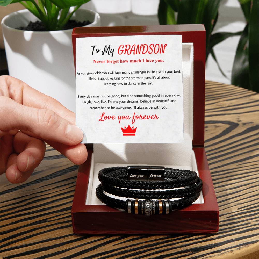 Holiday Gift for Grandson – Graduation, Birthday – Love You Forever Bracelet - Personalize Memories