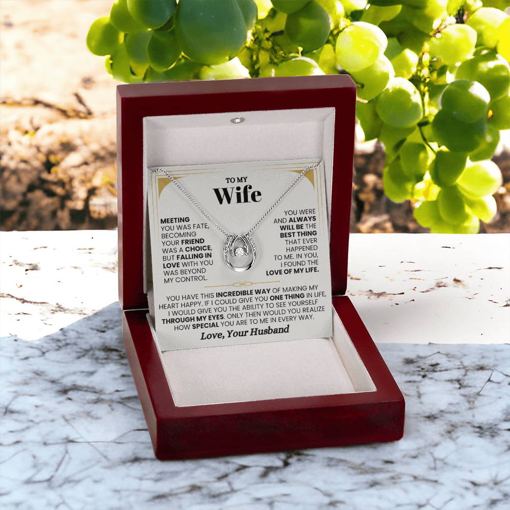 To My Wife Gift from Husband - Romantic Jewelry for Birthday & Anniversary Celebrations - Lucky In Love Necklace - Personalize Memories